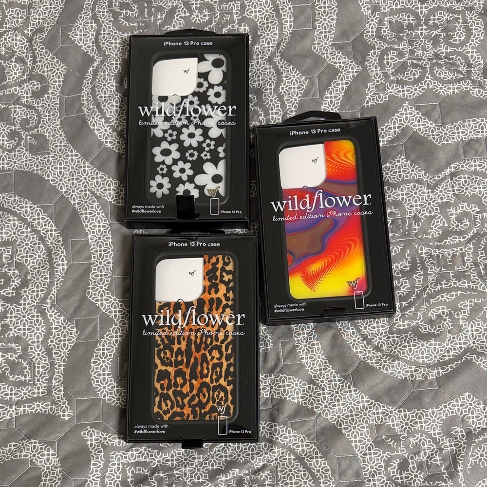 Wildflower iPhone 13 Pro Case Trio - Floral, Leopard, Lava Lamp, Jaded London